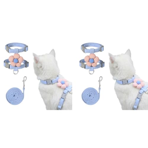 Qpets® Cat Harness with Leash Set for Small Cats Quick Release Buckle Escape-Proof Cute Flower Pet Belt Outdoor Walking Travel M Chest 27-43cm Neck 23-33cm 2PCS Qpets® Cat Harness with Leash Set for Small Cats Quick Release Buckle Escape-Proof Cute Flower Pet Belt Outdoor Walking Travel M Chest 27-43cm Neck 23-33cm 2PCS
